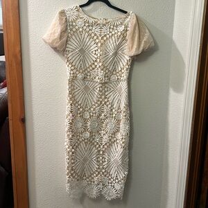 One Loved Babe cream and nude tone dress